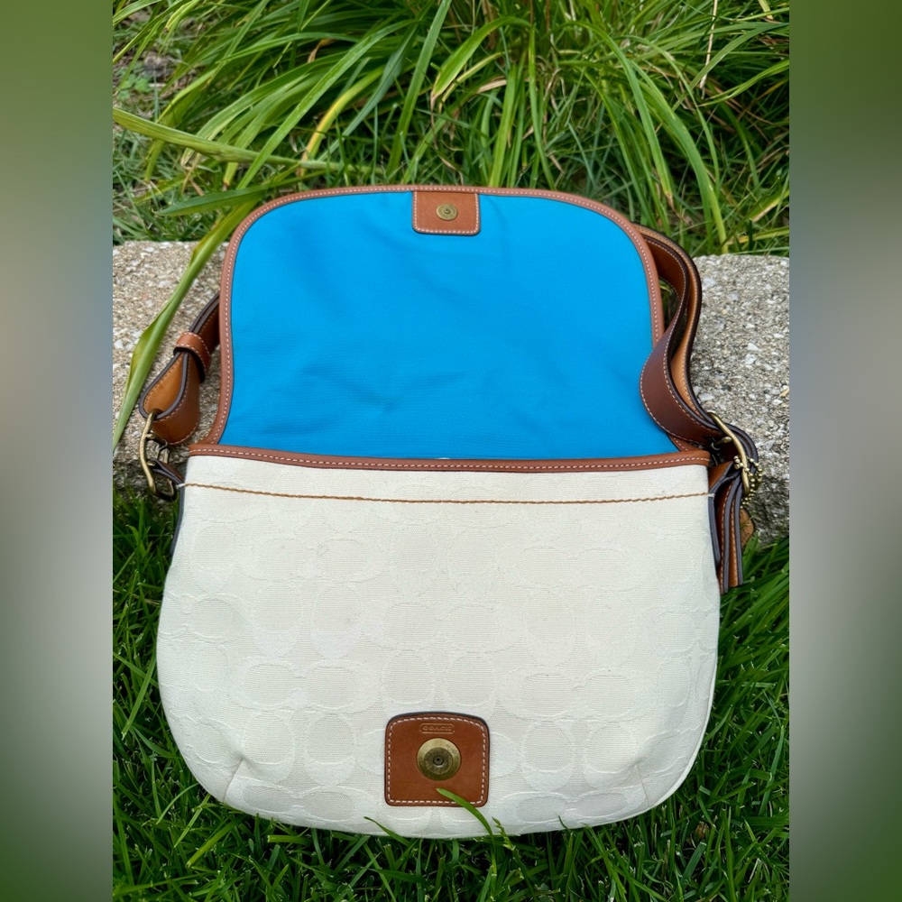 Vintage Coach Saddle Bag Suede Stripe Y2K 2004 - Picture 9 of 11